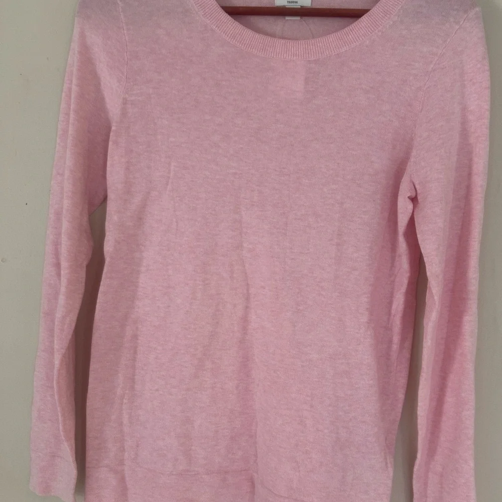J. Crew Pink Crewneck Sweater with Ribbed Trim